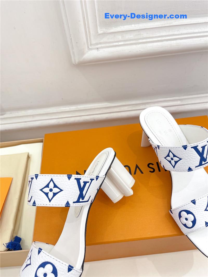 l0vis Vvtt0n lv plum blossom heel embossed sandals