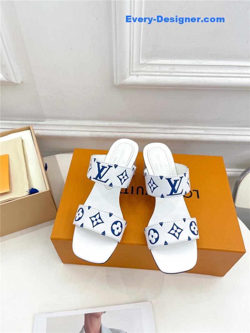 l0vis Vvtt0n lv plum blossom heel embossed sandals