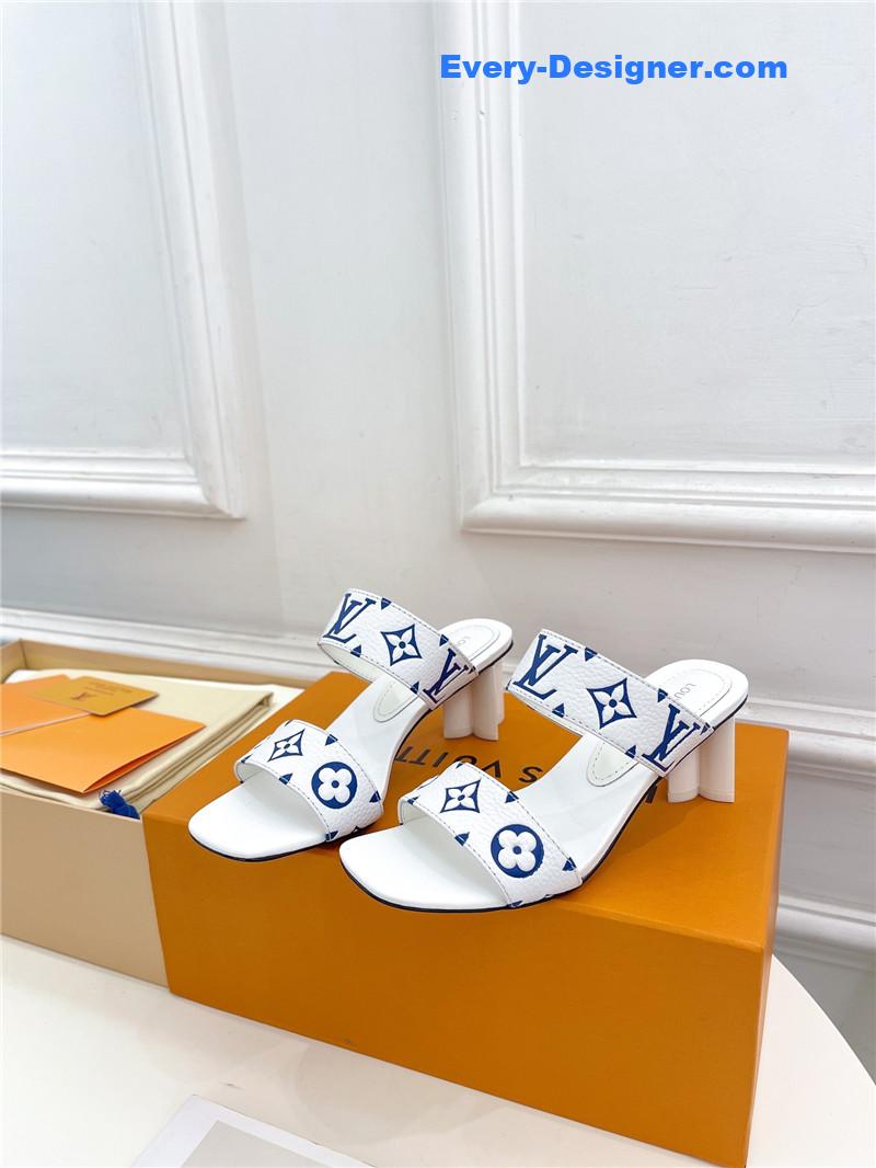 l0vis Vvtt0n lv plum blossom heel embossed sandals