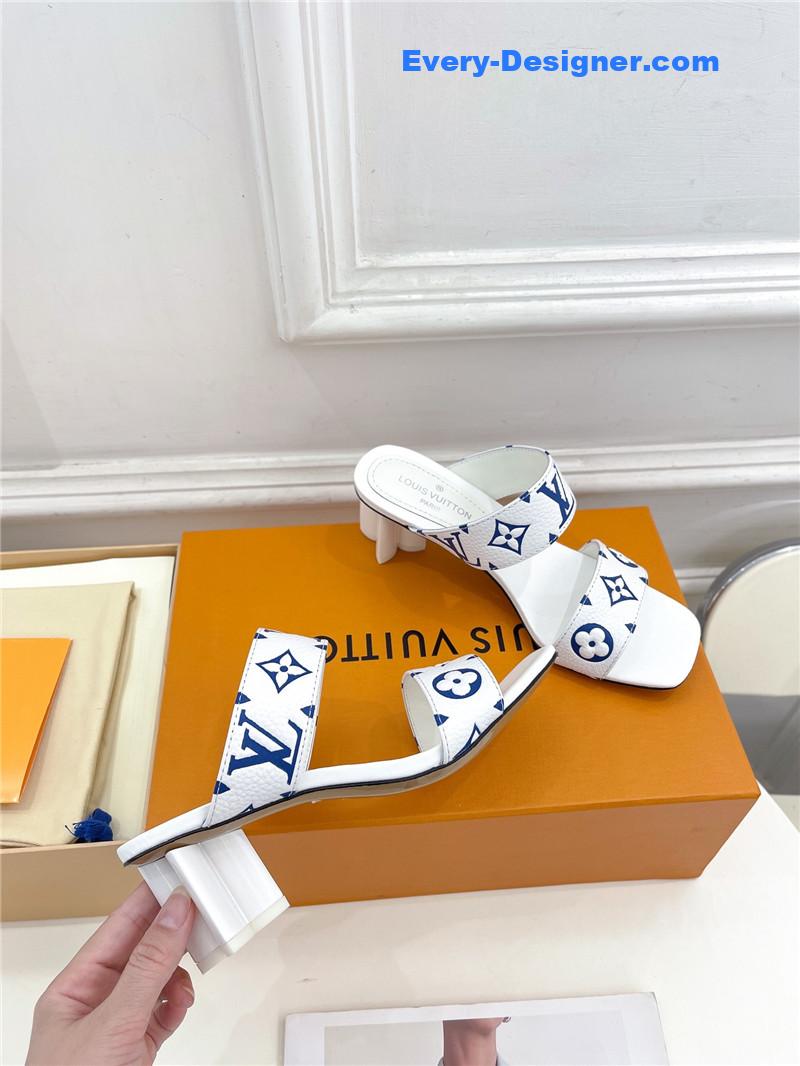 l0vis Vvtt0n lv plum blossom heel embossed sandals