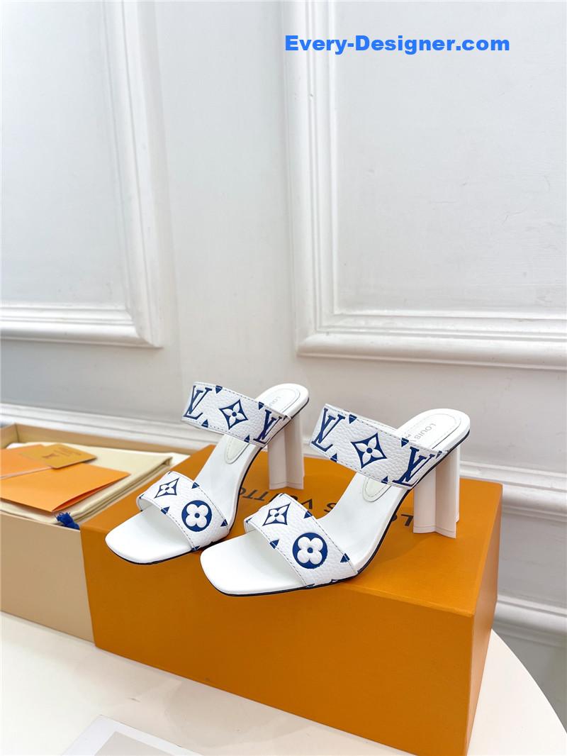 l0vis Vvtt0n lv plum blossom heel embossed sandals