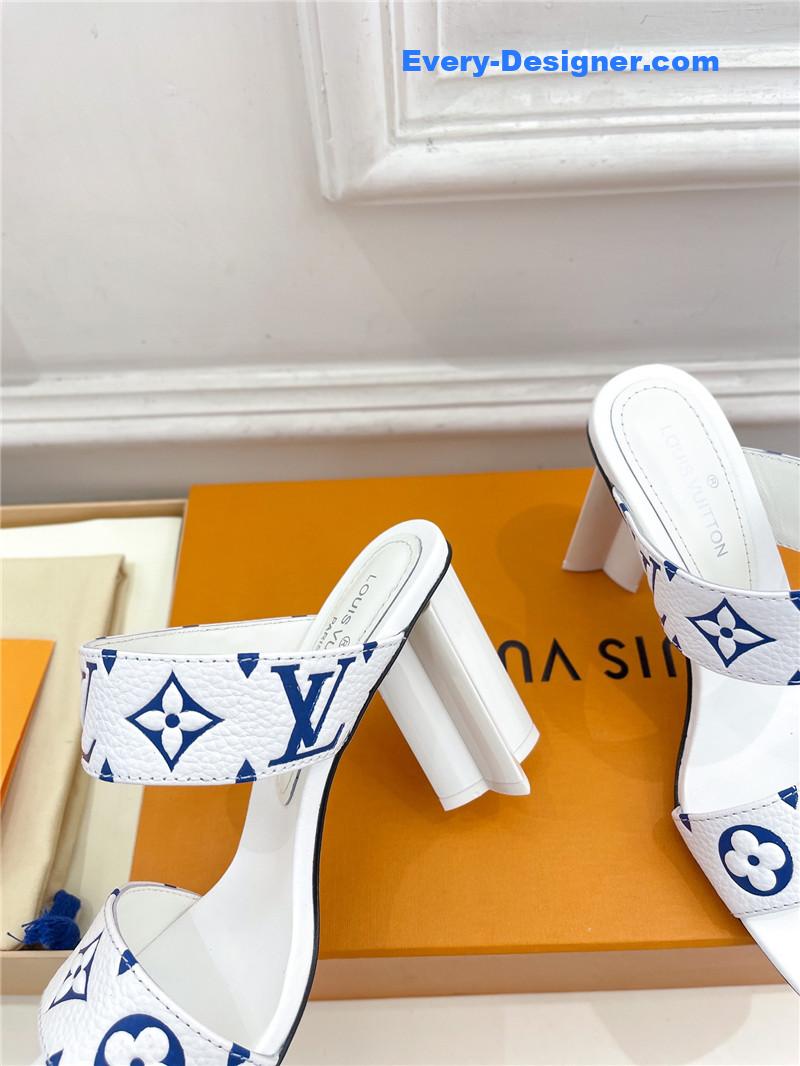 l0vis Vvtt0n lv plum blossom heel embossed sandals