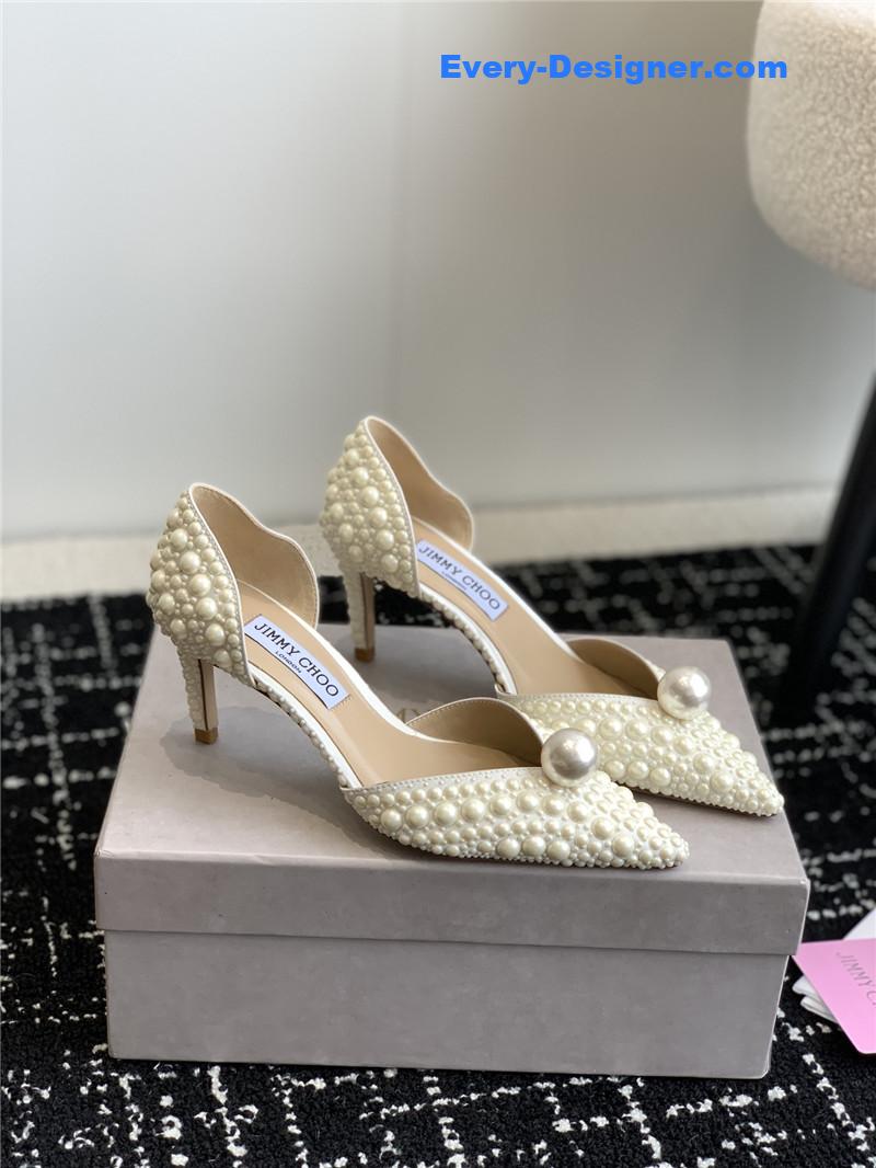 J1m*y Ch00 pearl embellished shoes