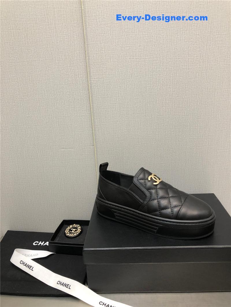 Ch**el black lambskin quilted cc platform sandals