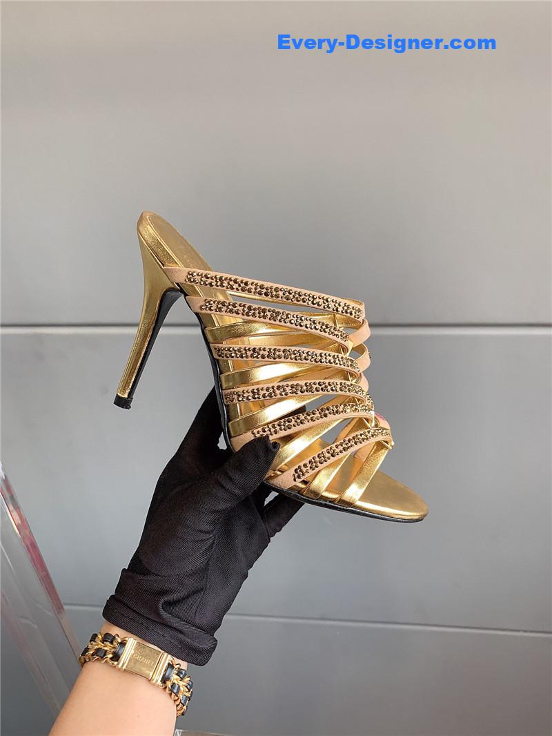 Va1e*ntin0 rhinestone high heel slippers