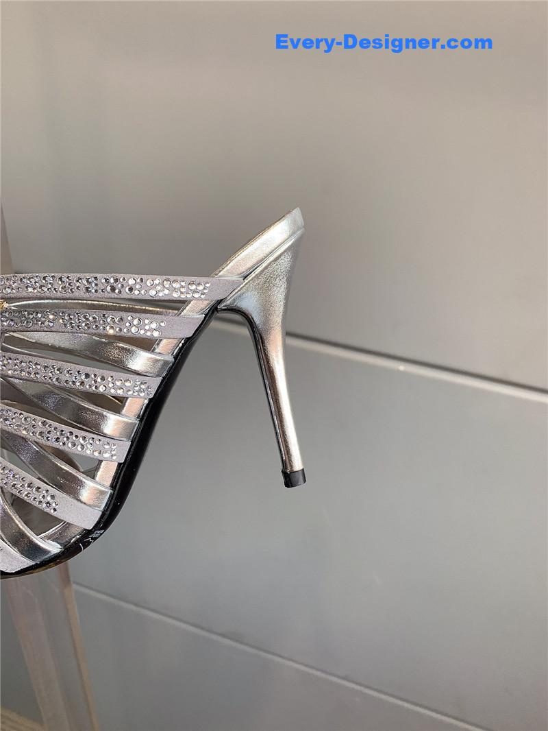Va1e*ntin0 rhinestone high heel slippers