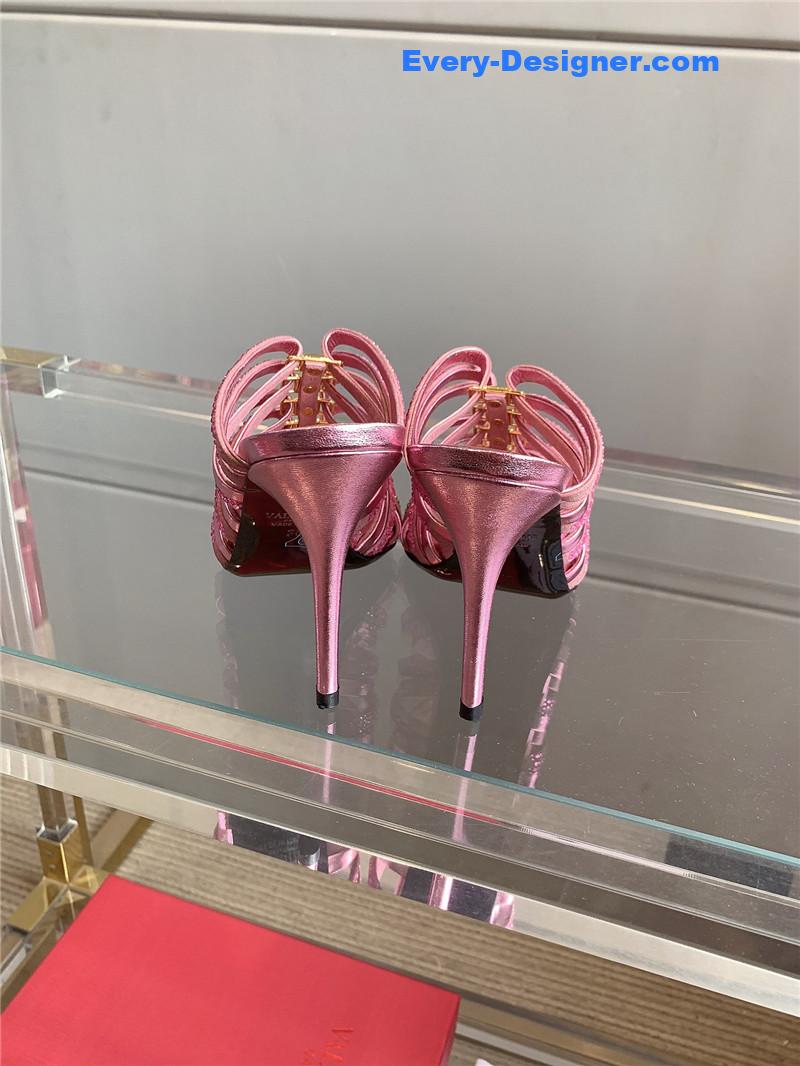Va1e*ntin0 rhinestone high heel slippers
