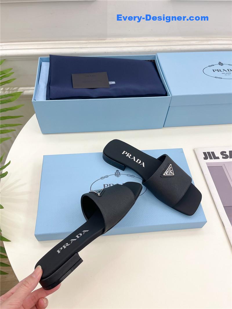 Pra*a catwalk style triangle buckle slippers