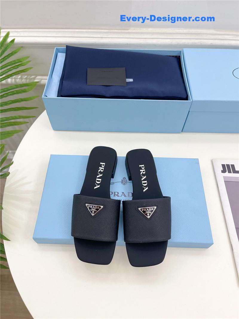 Pra*a catwalk style triangle buckle slippers