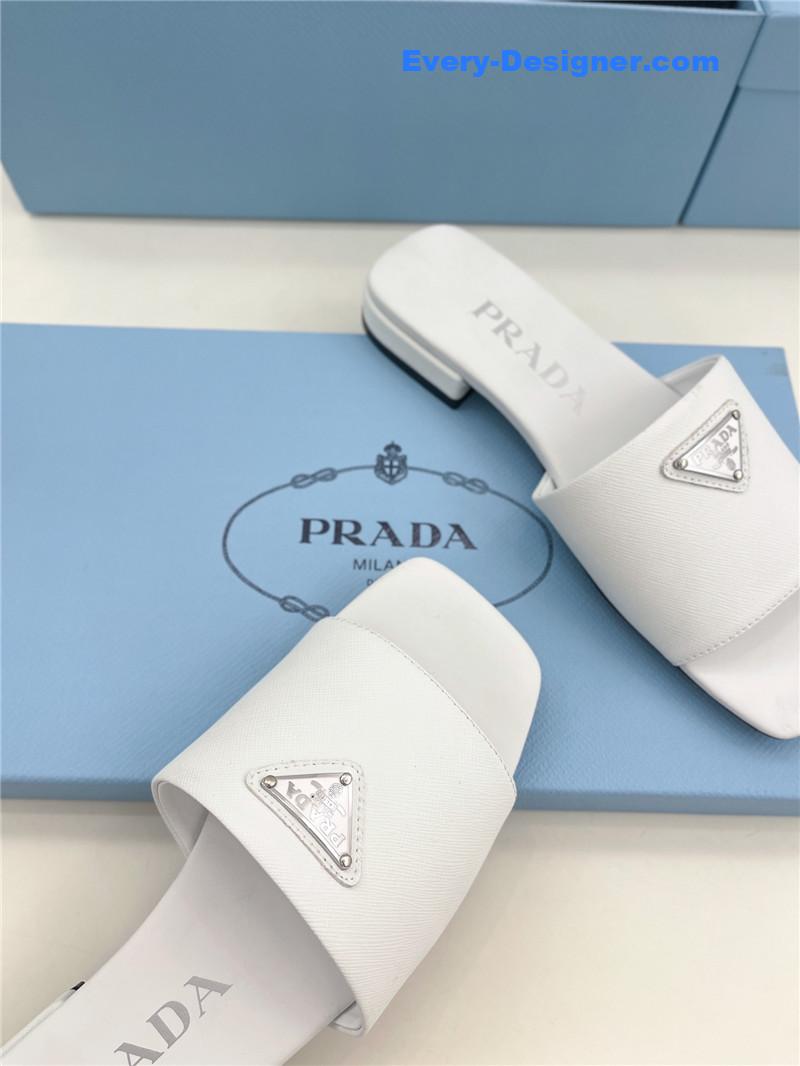 Pra*a catwalk style triangle buckle slippers