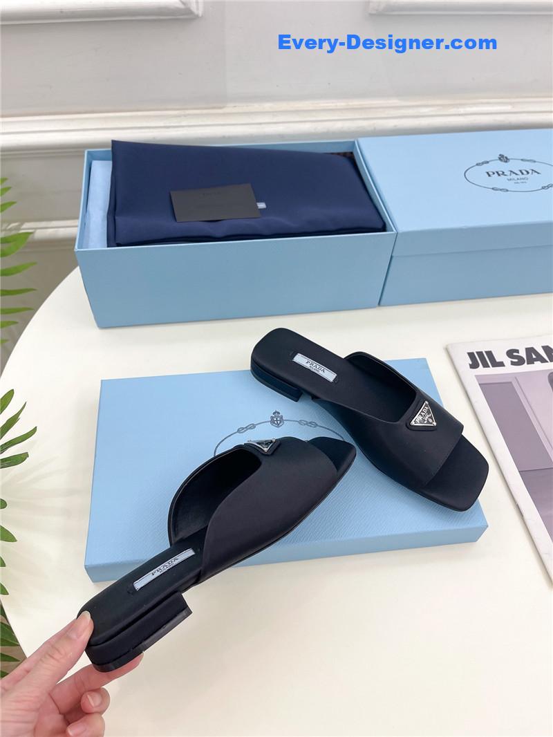 Pra*a catwalk style triangle buckle slippers