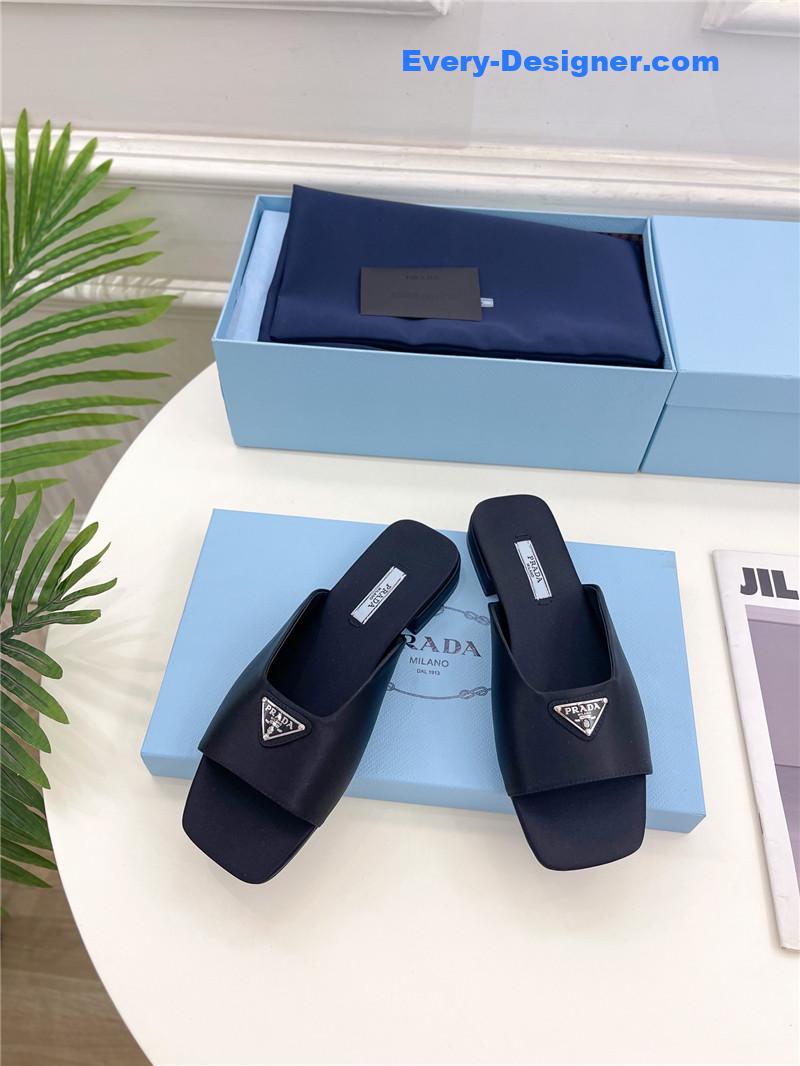 Pra*a catwalk style triangle buckle slippers