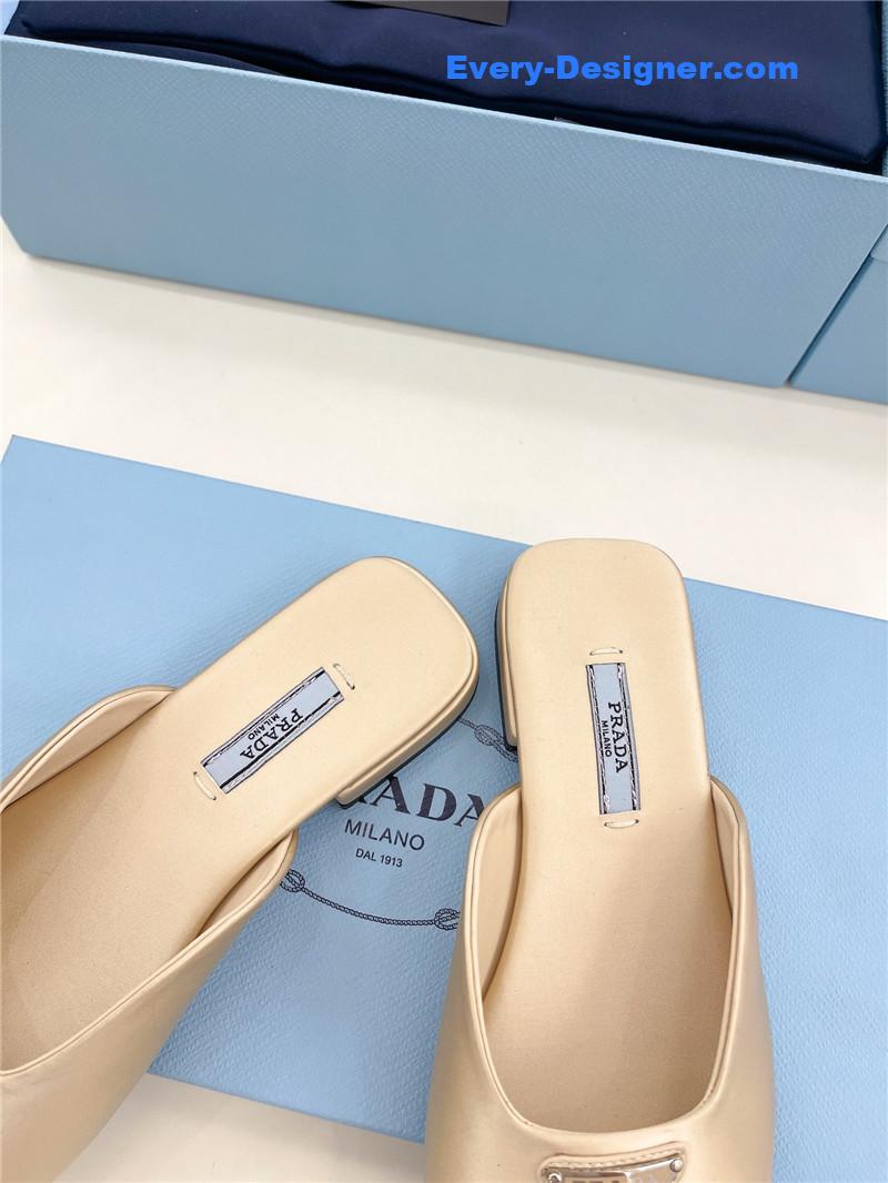 Pra*a catwalk style triangle buckle slippers