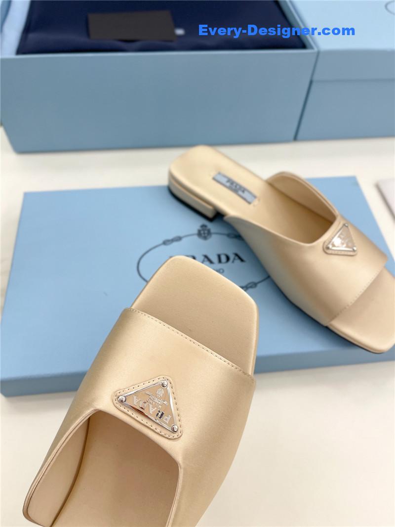 Pra*a catwalk style triangle buckle slippers