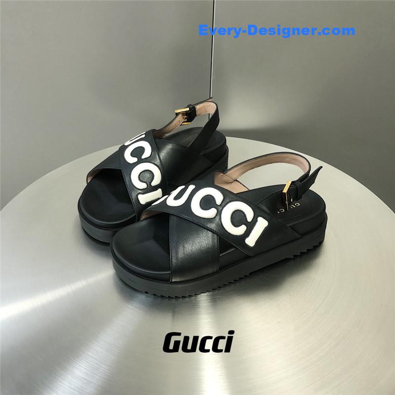 Gvc*1 letter logo platform slippers sandals