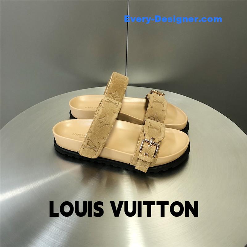 l0vis Vvtt0n lv metal buckle logo platform slippers