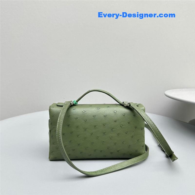 L0r0 P1ana extra pocket ostrich leather pouch