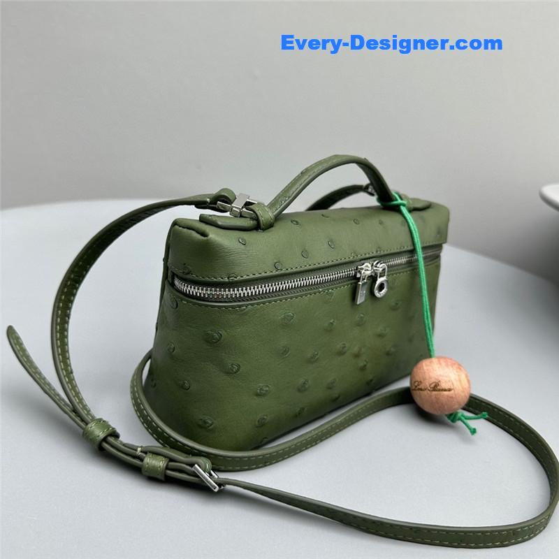 L0r0 P1ana extra pocket ostrich leather pouch