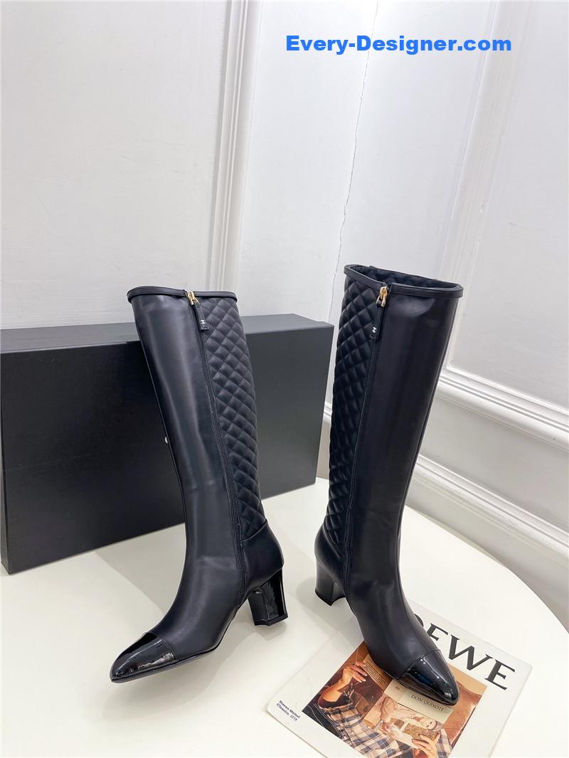 CC classic embroidered chunky heel boots