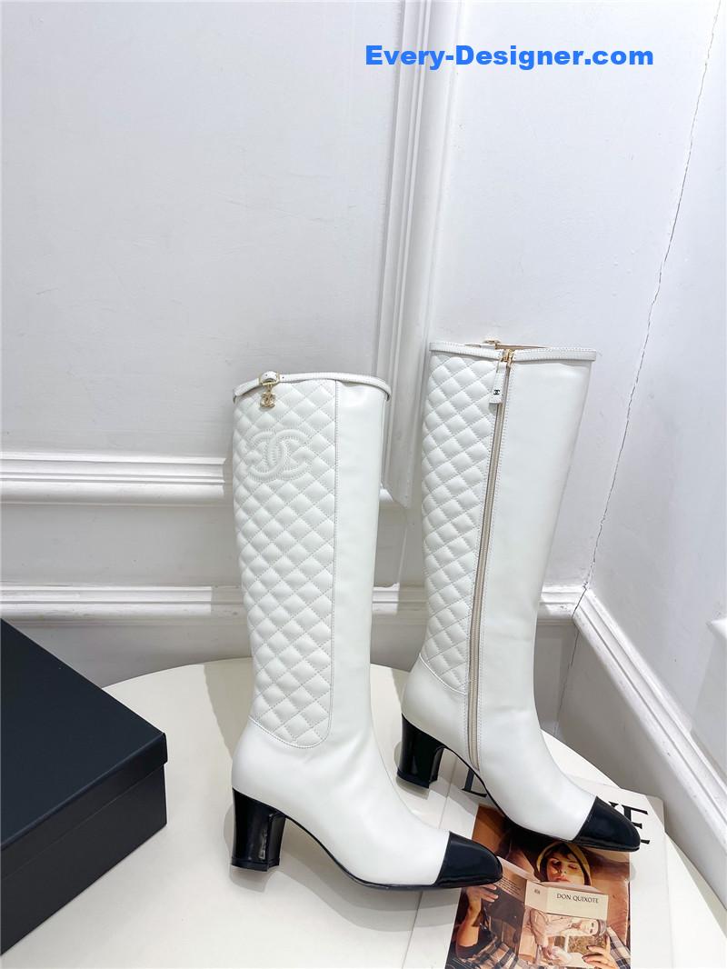 CC classic embroidered chunky heel boots