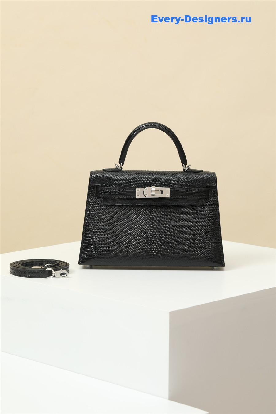 Hermes Lizard Mini Kelly 19 Black