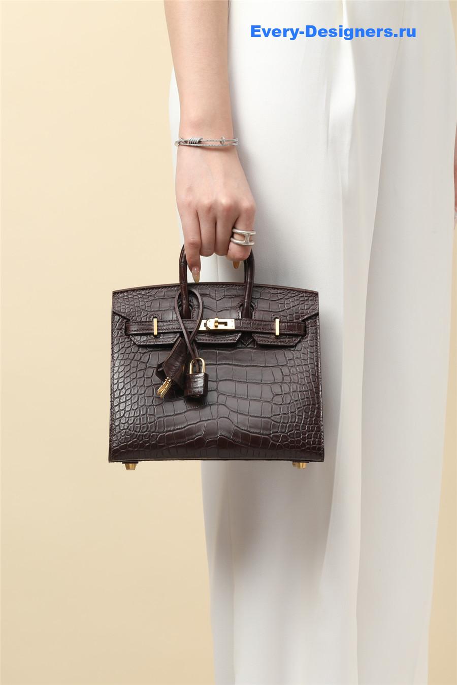 H**me5 birkin kelly 20 alligator bag brown