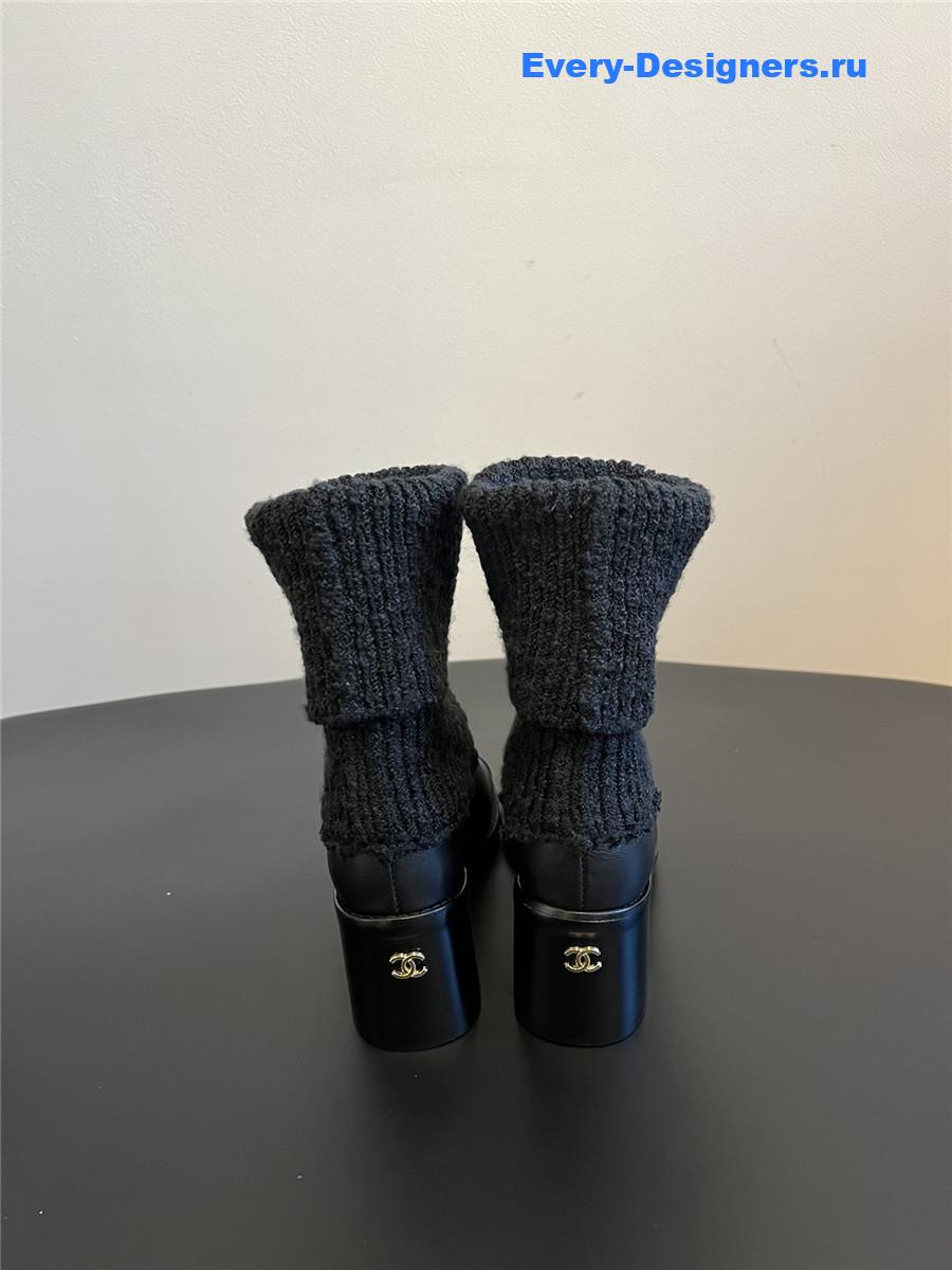 black Ch**el knitted socks boots