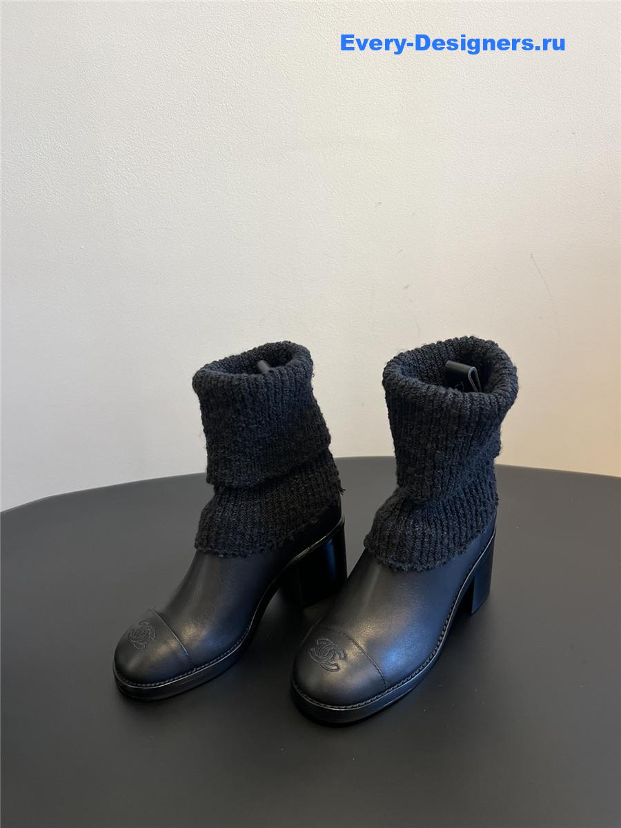 black Ch**el knitted socks boots