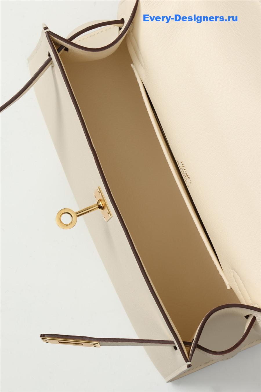 H**me5 kelly pochette swift leather bag beige