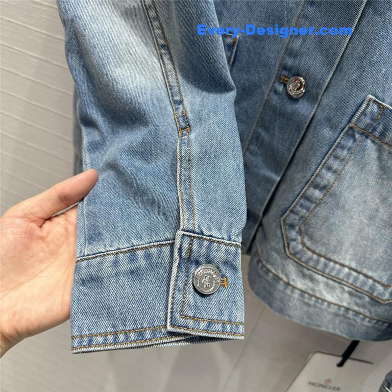 Moncler Hooded patchwork denim jacket