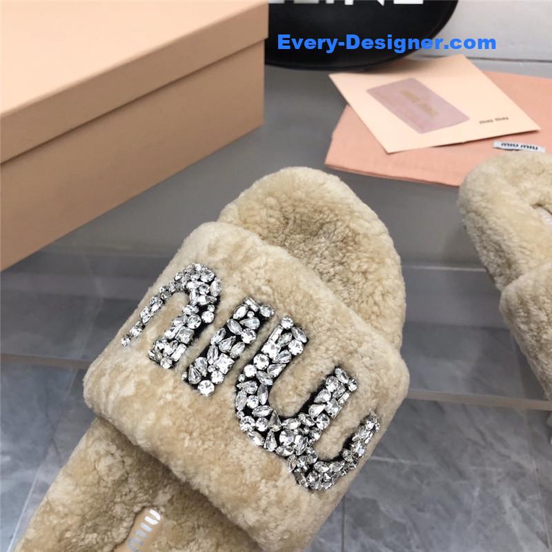 m1um1u D1am0nd buckle wool slippers