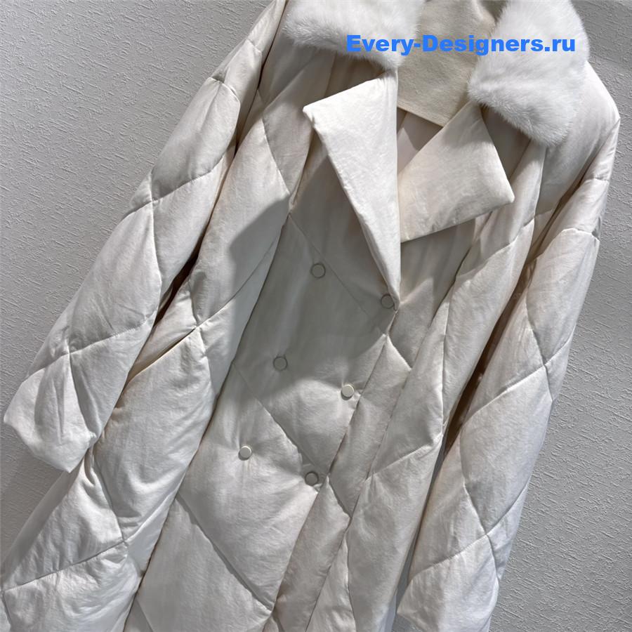 Vanitoo White Mink Fur Collar Long Down Jacket