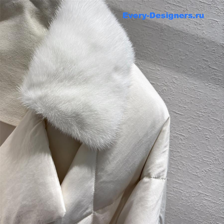 Vanitoo White Mink Fur Collar Long Down Jacket