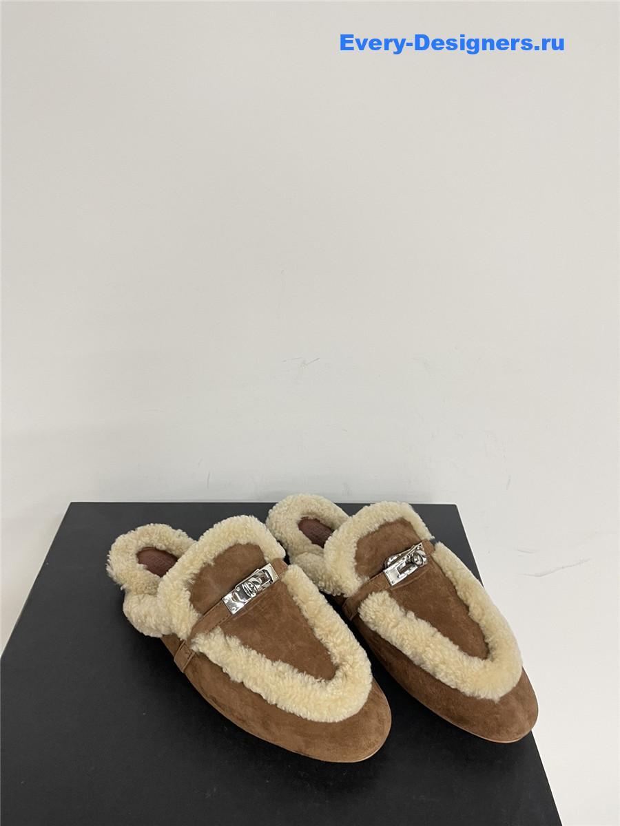 H**me5 kelly wool slippers brown