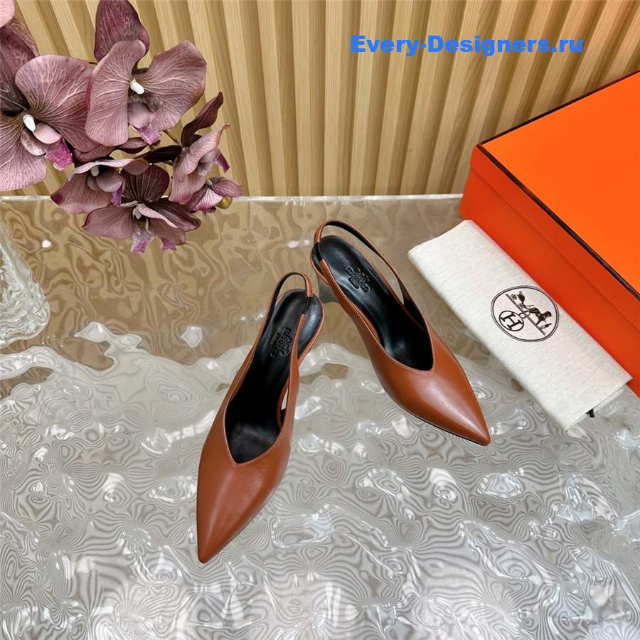 H**me5 calfskin high pointed slingbacks in brown