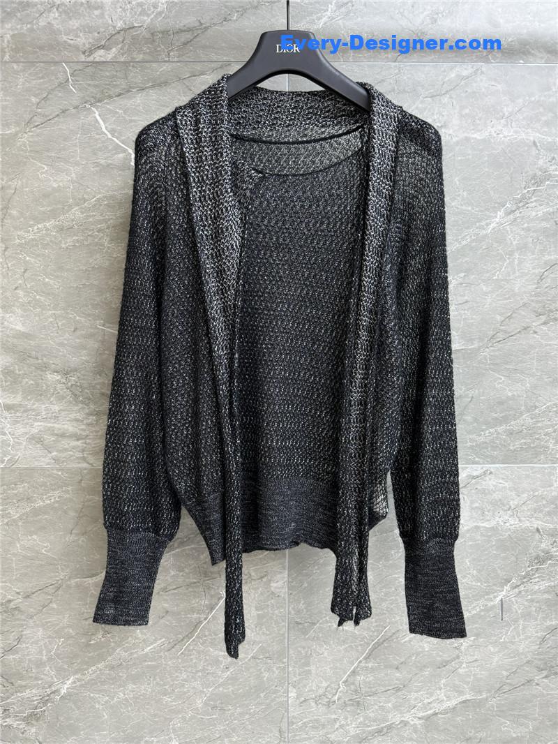 D10r pussy-bow knit top