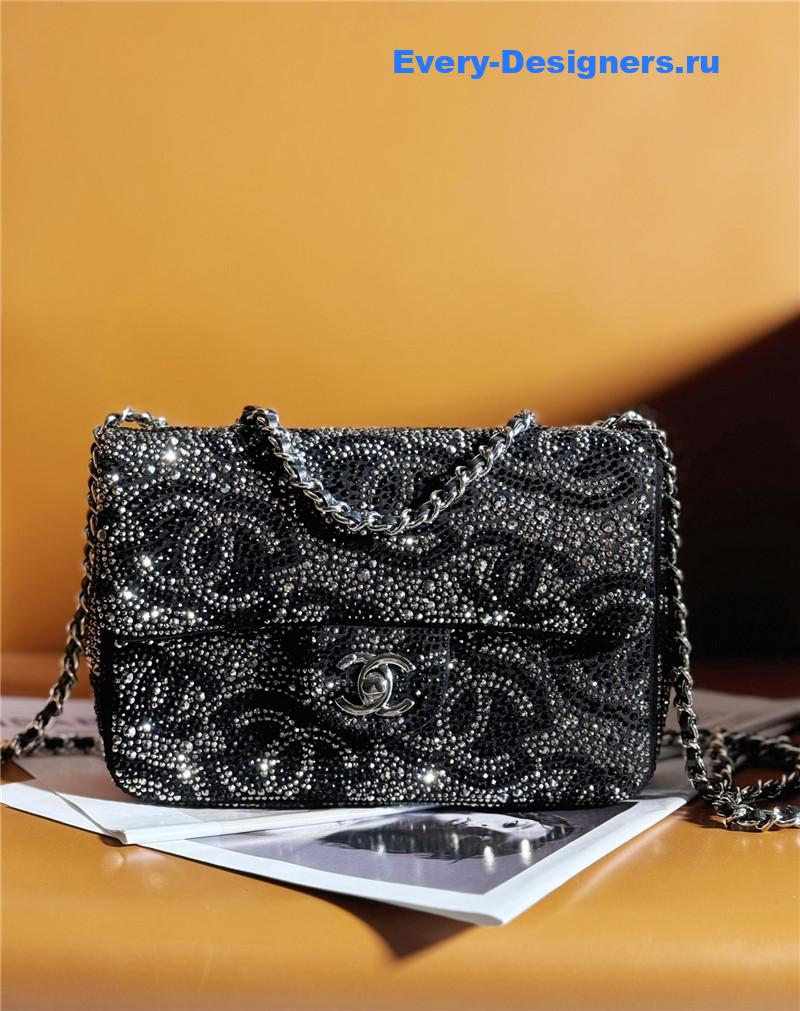 Ch**el pearl cf rhinestone flap bag