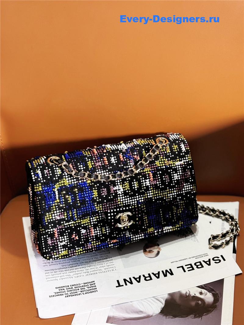 Ch**el limited edition embroidered twill cf bag