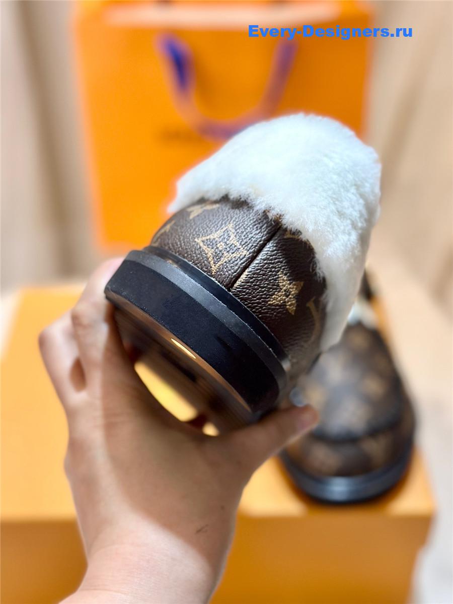 l0vis Vvtt0n lv logo leather wool slippers