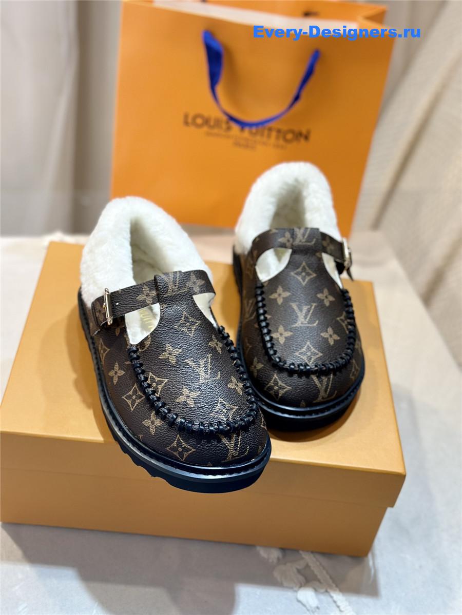 l0vis Vvtt0n lv logo leather wool slippers