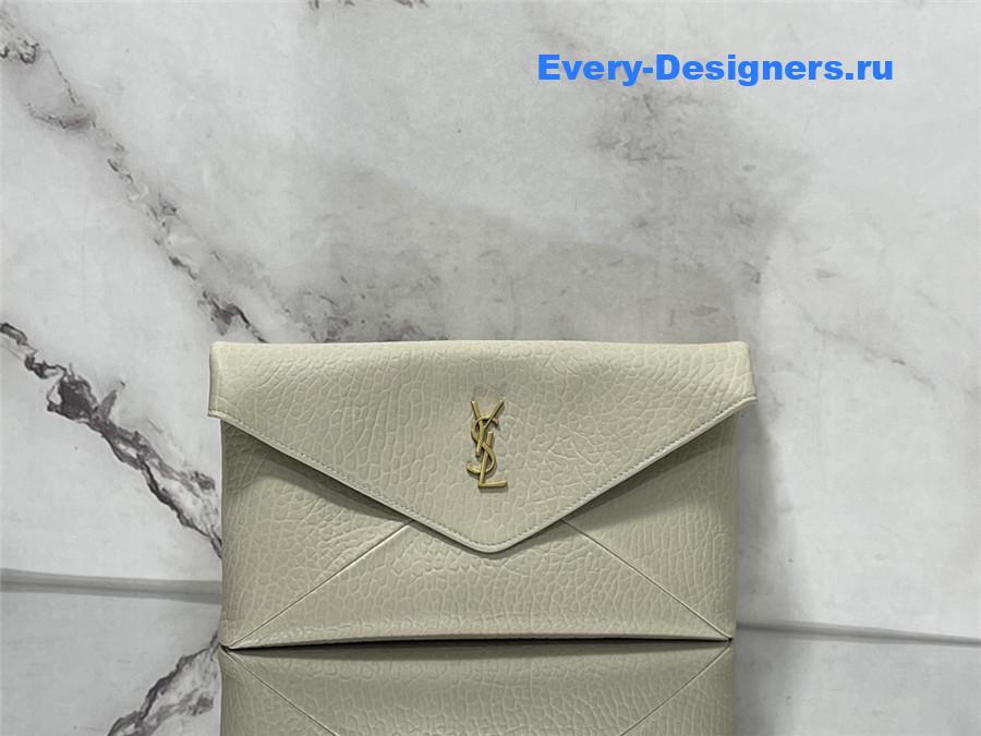 Sa1nt Lau*nt y51 envelope pouch clutch in beige