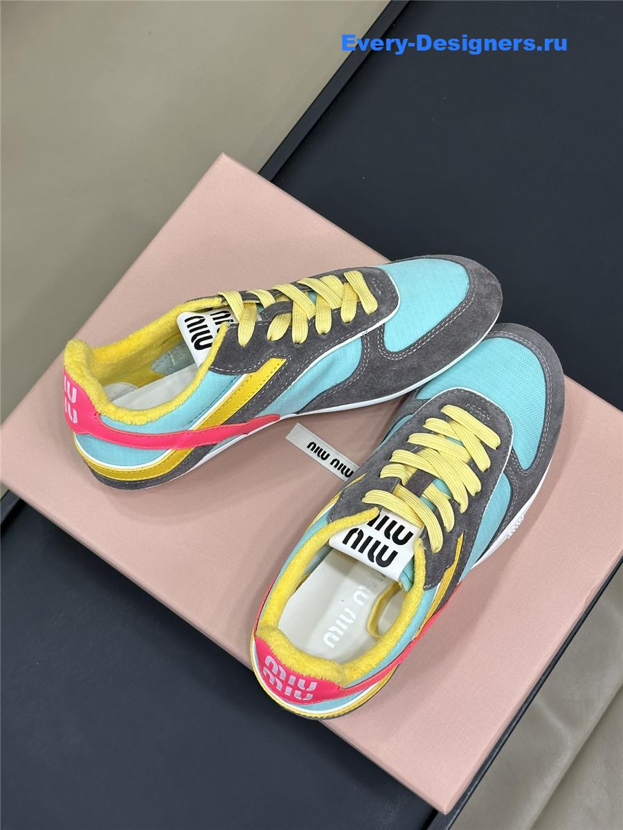 Miu Miu Lace-Up Colorful Low-Top Sneakers
