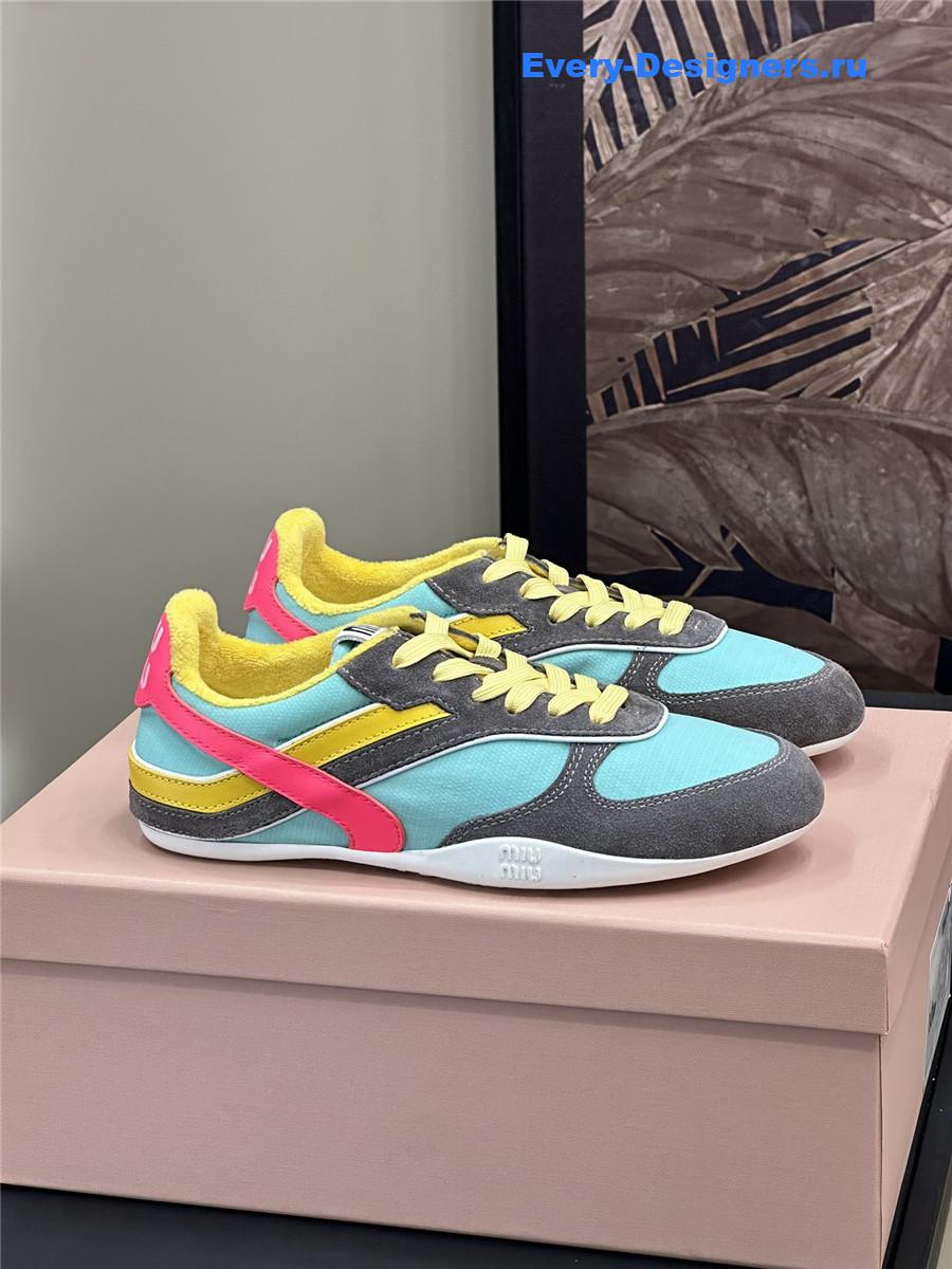 Miu Miu Lace-Up Colorful Low-Top Sneakers
