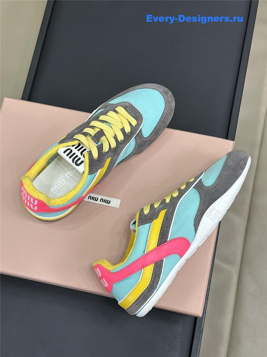 Miu Miu Lace-Up Colorful Low-Top Sneakers