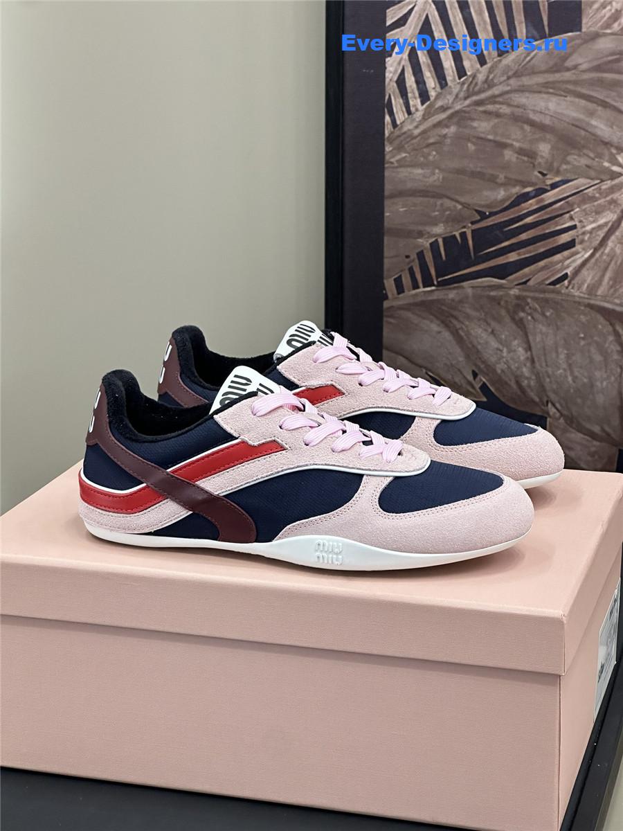 Miu Miu Lace-Up Pink Low-Top Sneakers