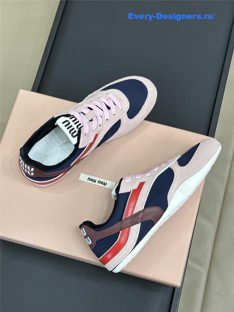 Miu Miu Lace-Up Pink Low-Top Sneakers