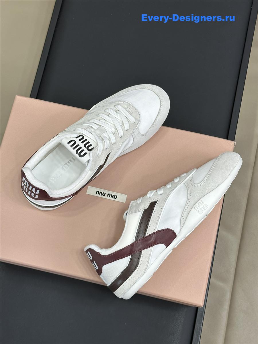 Miu Miu Lace-Up White Low-Top Sneakers