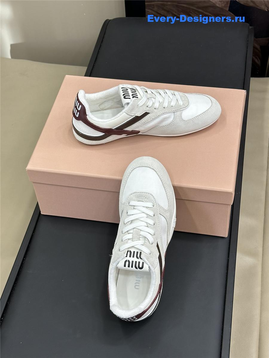 Miu Miu Lace-Up White Low-Top Sneakers