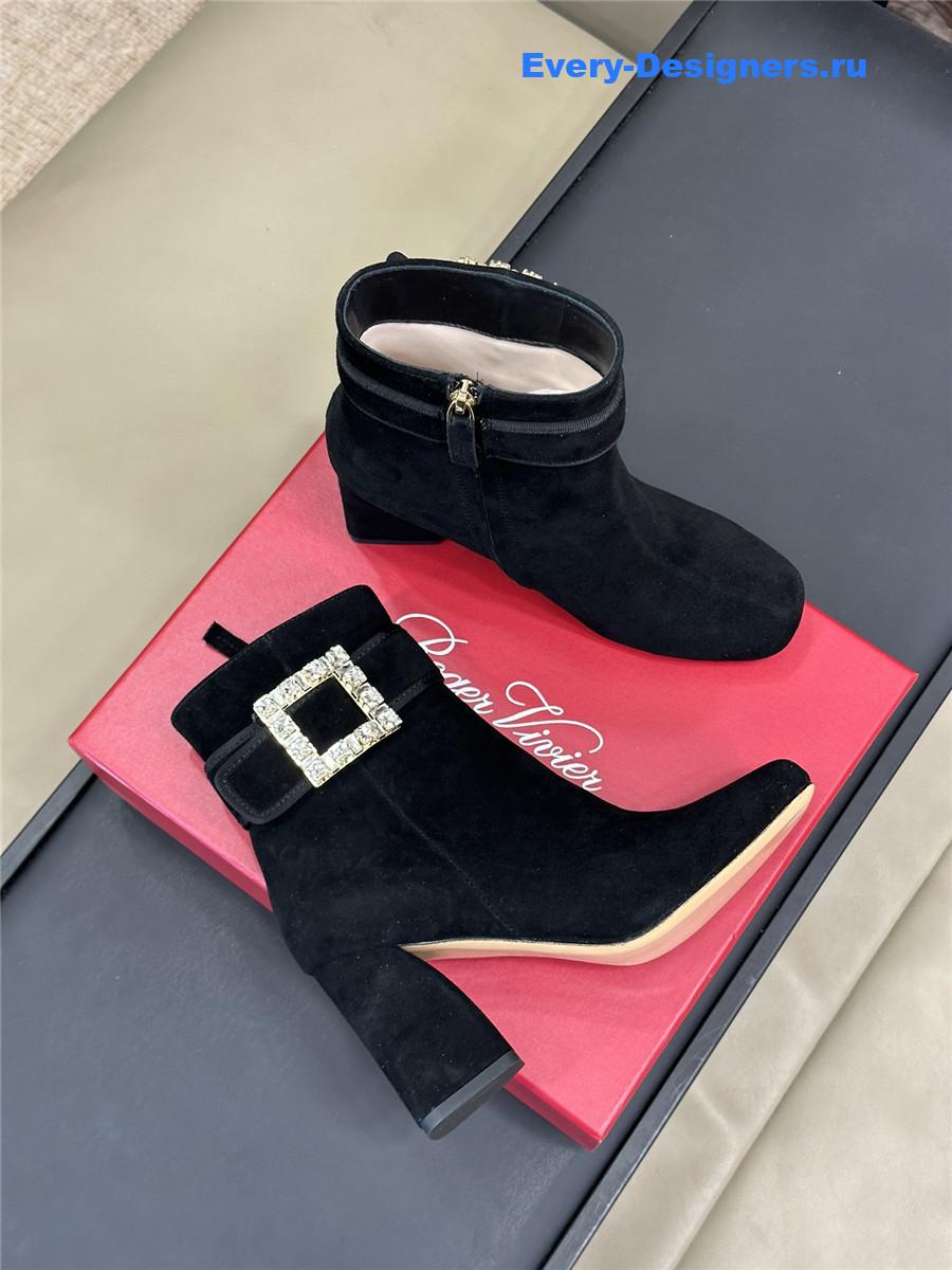 Roger Vivier Black Suede Ankle Boots