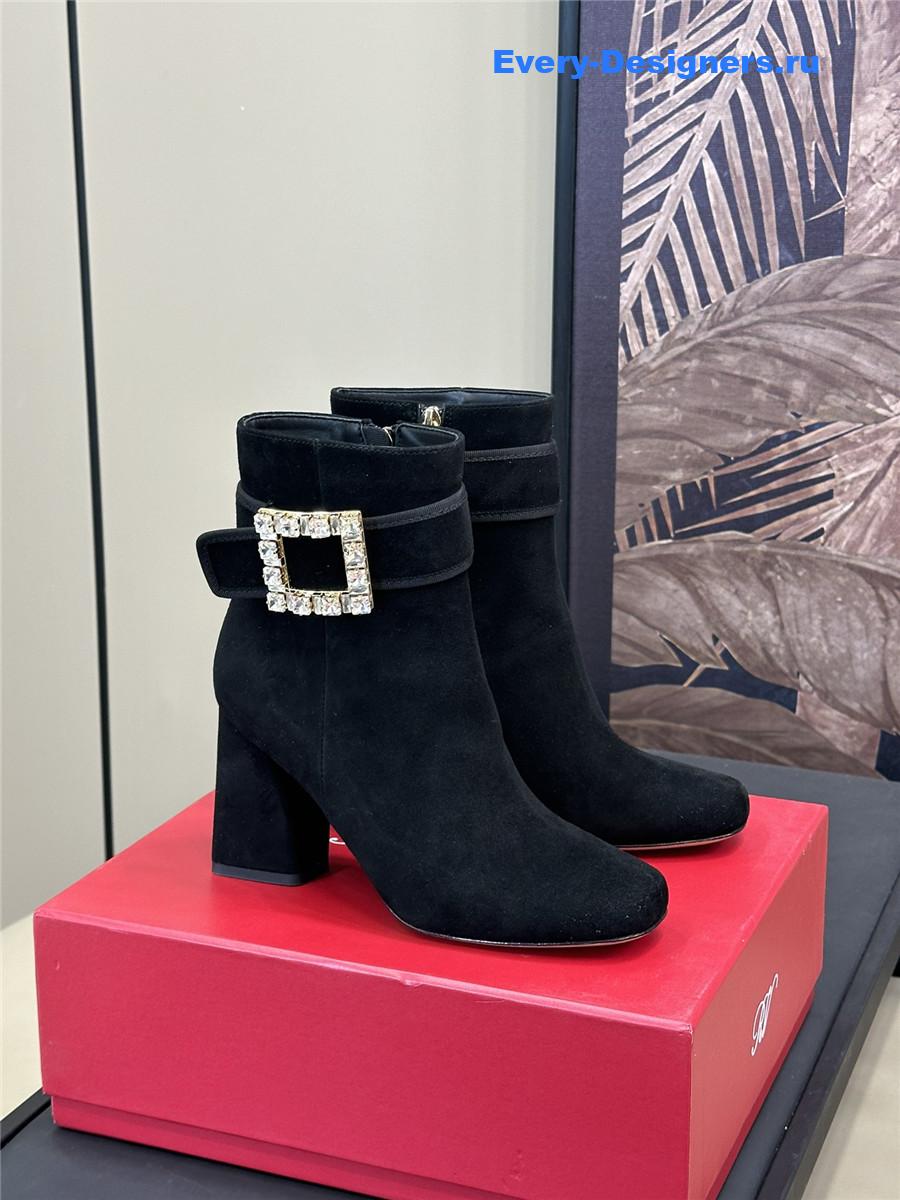 Roger Vivier Black Suede Ankle Boots